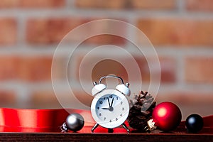 Christmas clock and ribbon