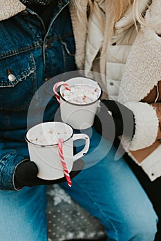 Christmas cocoa mugs with marshmallow