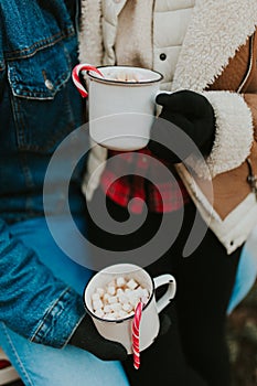 Christmas cocoa mugs with marshmallow