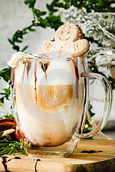 Christmas coffee drink with whipped cream