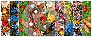 Beautiful Christmas collage of various holiday symbols