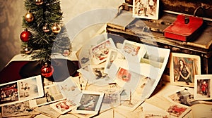 Christmas collage, arrangement of old vintage photos