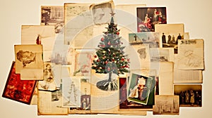 Christmas collage, arrangement of old vintage photos