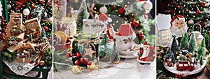 Christmas collage with beautiful decorations