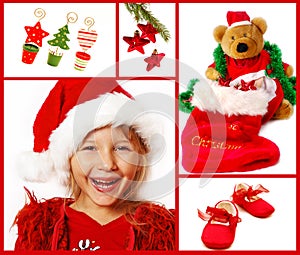 Christmas collage in red
