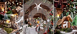 Christmas collage with rustic style decors