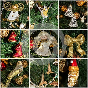 Christmas collage tree decoration New Year