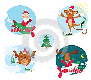 Christmas collection of the holiday cheerful characters.