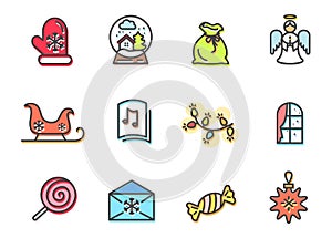 Christmas Collection of Icons Vector Illustration