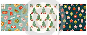 Christmas collection of seamless patterns