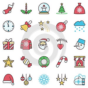 Christmas colored icons set - vector creative concept signs photo