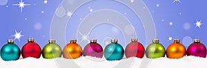 Christmas colorful balls banner decoration stars background copy