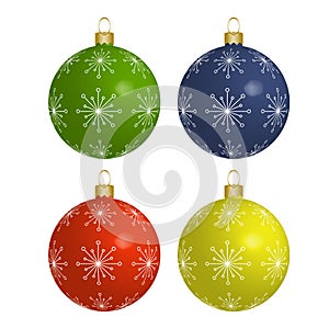 Christmas colorful balls isolated on white background.