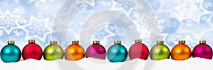 Christmas colorful balls winter snow banner decoration copyspace copy space