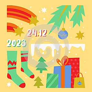 Christmas Colorful Flat Illustrations