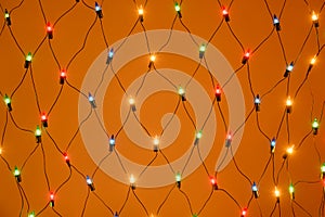 Christmas colorful garland fishnet background