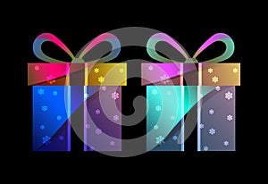 Christmas colorful gift box vector design template, Christmas decorations