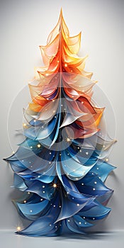 Christmas colorful shiny tree from glass. Vertical Desing for print, card, backdrop