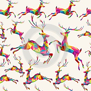 Christmas colorful triangle reindeer seamless pattern