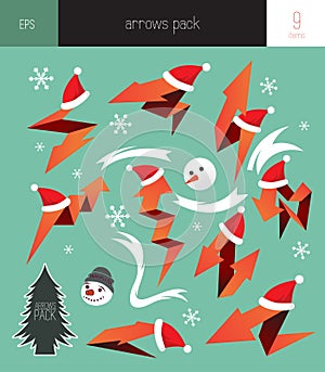 Christmas Colorful vector arrows elements