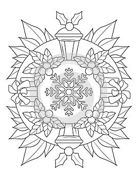 Christmas coloring page, Adult coloring page, Christmas mandala