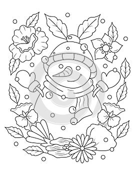 Christmas coloring page, Adult coloring page, Christmas snowman