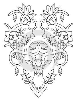 Christmas coloring page, Adult coloring page, Merry Christmas