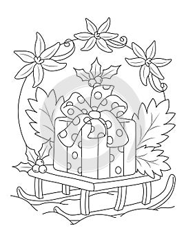 Christmas coloring page, Adult coloring page, Merry Christmas, Happy Christmas