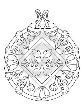 Christmas coloring page, Adult coloring page, Merry Christmas, Happy Christmas