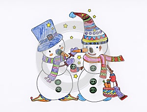 Christmas colouring book snowman holiday