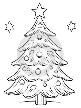Christmas Colouring page with a Christmas Tree