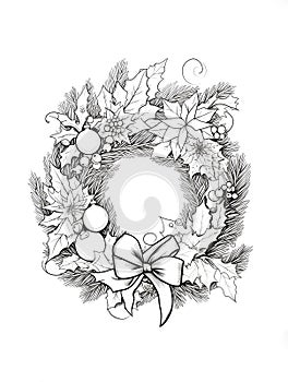 Christmas Colouring page, Christmas Wreath