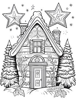 Christmas Colouring page, house