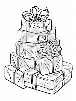 Christmas Colouring page, Presents