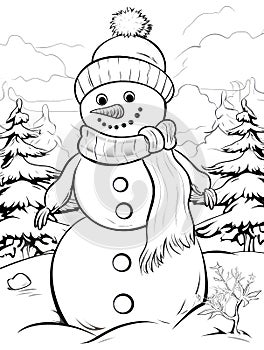 Christmas Colouring page Snowman