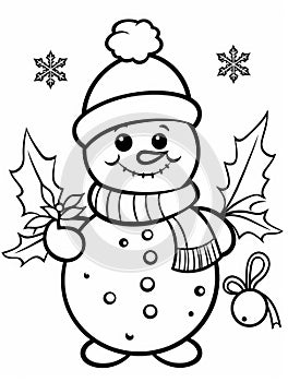 Christmas Colouring page Snowman