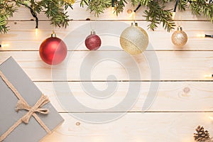 Christmas composition. Christmas gift. christmas ball. pine cone