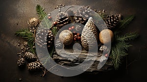 Christmas composition with cones