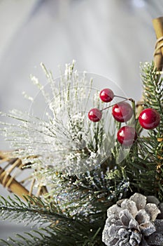 Christmas composition with festive decorations. Christmas New Year festive background Christmas.