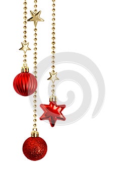 Christmas composition with garlands and red decorations