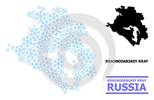 Christmas Composition Map of Krasnodarskiy Kray of Snowflakes