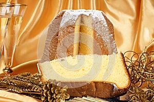 Christmas composition with Pandoro and spumante photo