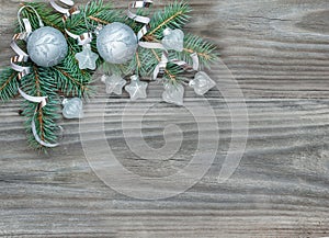 Christmas composition with silver decorations