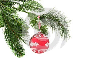 Christmas concept with baubles on white