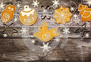 Christmas concept with cookies in rustic style.