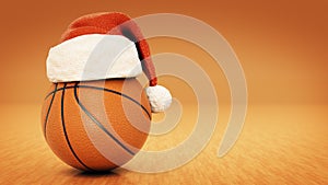 Christmas concept. Orange basket ball.