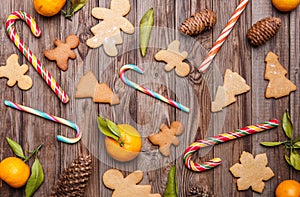 Christmas confection on wooden table