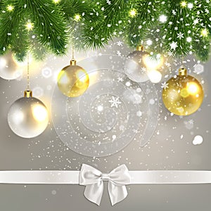 Christmas Congratulatory Background with Christmas Balls