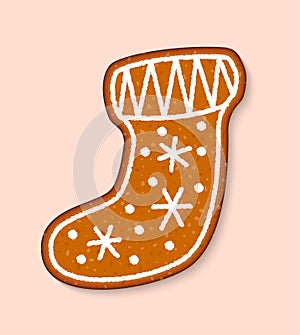 Christmas cookie sock cake vector sweet desserts cooked food traditional cakes for Xmas dinner and teatime illustration