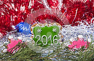 Christmas cookies 2016 with two pink crowns with red tinsel